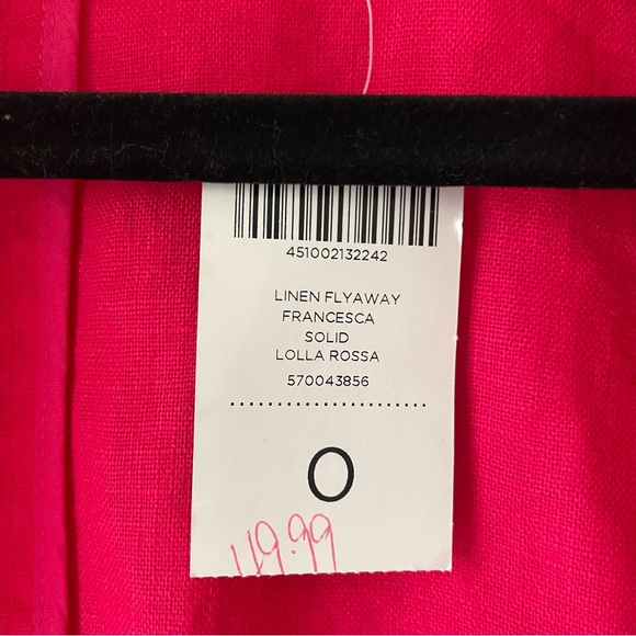 NWT Chico’s hot pink linen flyaway Francesca open front jacket size 0/small - Picture 3 of 12